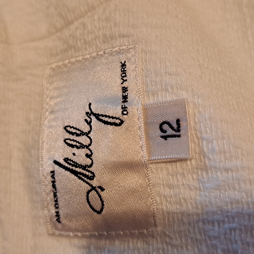 VINTAGE MILLY  OF NEW YORK WHITE  EMBLESSISHED LINED COTTON DRESS - Picture 6 of 7